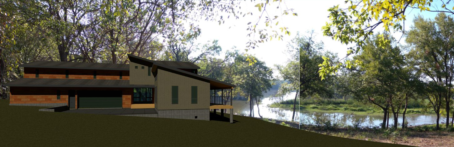 Texas Lakehouse 3D CAD - view to NE - ENRarchitects-GranburyTX 76049